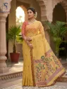 Traditional Kolkata Cotton Saree creamy Yellow with Multicolor Floral Print Pallu & Tassel Border  Soft Handloom Feel Everyday Wear Saree