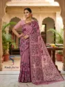 Purple Cotton Saree with Floral Print