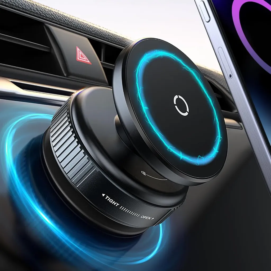 360° Adjustable Ultra Vacuum Magnetic Car Phone Holder Hands-Free Magnetic Suction Cup Mount for Gym, Makeup,Shower,Mirror, Gaming Room Compatible with MagSafe iPhone&Android