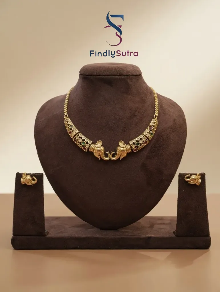 Traditional Gajmukh stone choker